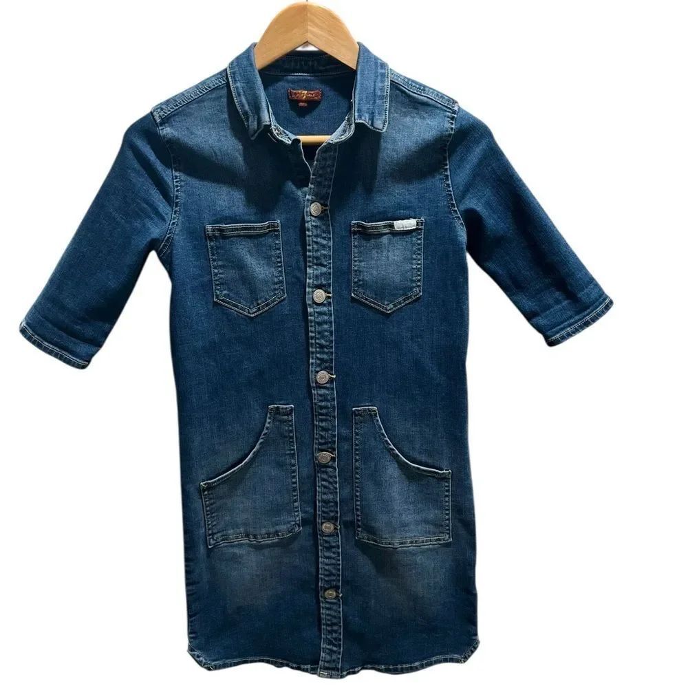 7 For All Mankind Girls XL Denim Shirt Dress | Button Front | Pockets XL